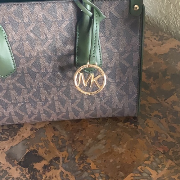 Michael Kors Dark Green and Brown Satchel - Picture 3 of 4